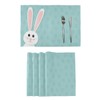 Rabbit Placemats Set of 4,Easter Bunny Eggs Table Place Washable