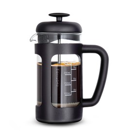 Easyworkz French Press Heat Resistant Glass for Coffee & Tea Soft Grip 350ml (3 Cups), Black