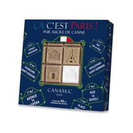 Canasuc Paris, C'est Paris! Pur Sucre de Canne,"Window Gift Box" of 32 Assorted French Molded Natural Sugar Pieces, White & Amber, 3.35 Oz