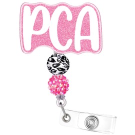 Plifal PCA Badge Reel Holder Retractable with ID Clip for Nurse Nursing Name Tag Card Cute Personal Care Assistant White Alligator Clip Hospital Work Accessories