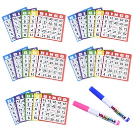 Darovly Bingo Paper Game Cards - 500 Sheets - 100 Books of 5 Colors -4 Inch Square Size for Bingo Games or Family Game Nights,Come with 2Pcs Dot Markers