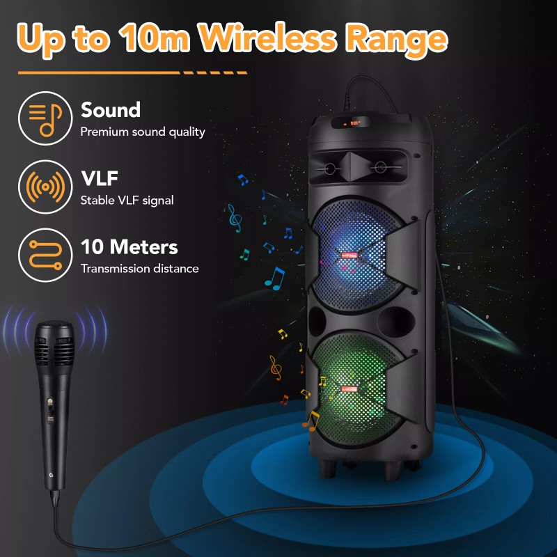 Universal 6,000W Portable Bluetooth Speaker Dual woofer Heavy Bass Party