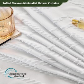 Siiluminisoy 78 Inch Shower Curtain White Shower Curtain Fabric 72x78 Shower Curtains Cloth Textured Tufted Chevron Elegant Shower Curtains Waterproof for Bathroom