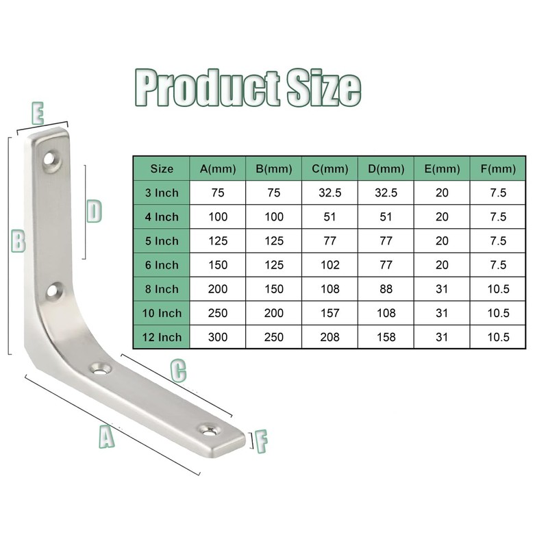 ZiYuya 4PCS Shelf Bracket, Right Angle Corner Brackets Heavy Duty