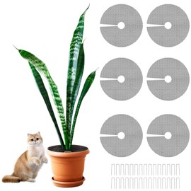 COZYDIG 6Pcs Plant Pot Grids,11.8Inch Plant Pot Cover with 30 U-Shaped Nails, Cat Proof Protector for Potted Plants,Dig-Free Soil Cover & Flower Pot Grid Guard