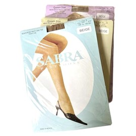 SABRA 3 Pairs Sheer Pantyhose (B (100-165 lbs), Beige)