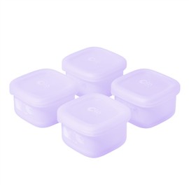 Olababy Clear Sense Silicone Storage Containers 4pk for Baby Food, Snacks, Formula, Puree, Sauce & More | Micro Plastic & BPA-Free | Daycare Essentials for Toddlers and Kids (Lilac, 2 oz / 60 ml)