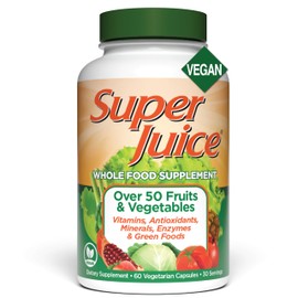 Super Juice Wholefood Supplement, Vegetable and Fruit Supplement, Phyto-Nutrient Formula, Potent Antioxidants, Supports Immune System, Vegan and Gluten Free, 60 Count