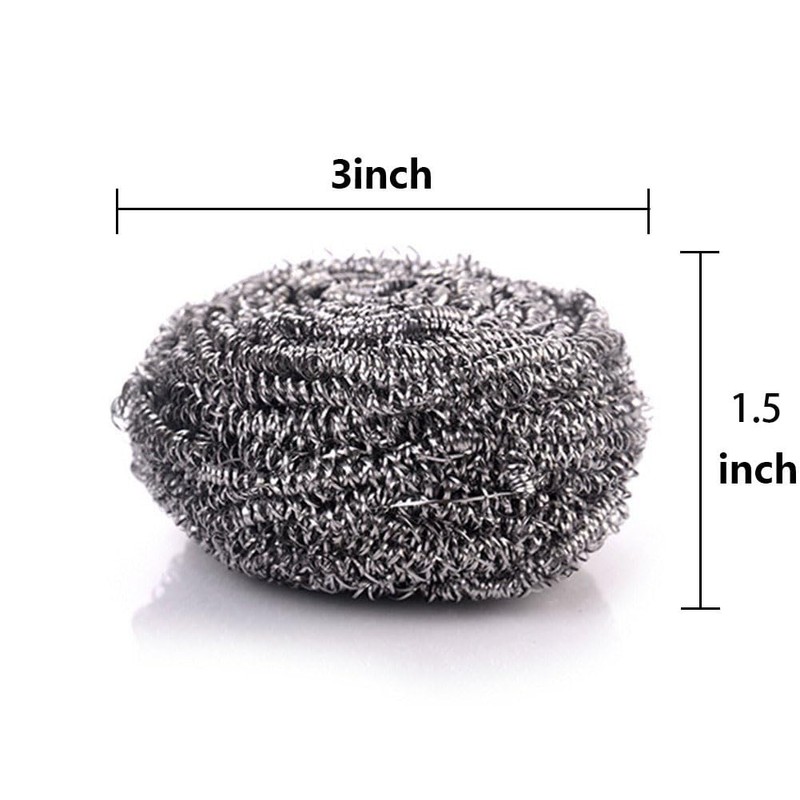 KTOJOY 6 Pack Stainless Steel Wool Scrubber, Scrubbing Scouring Pad,