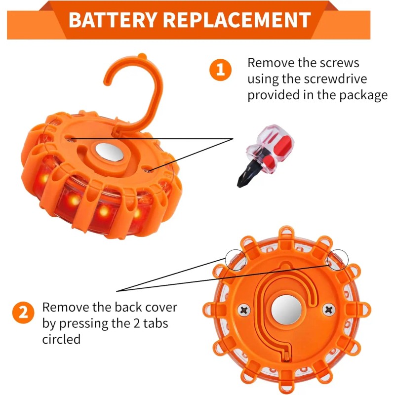 DK 6-Pack LED Reflective Road Flare Car Emergency Kit Magnetic
