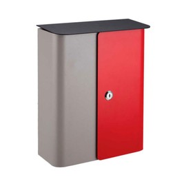 Qualarc WF-1515 Vista Rectangular Locking Mailbox Gray Body, Door Top, Grey, Red/Black