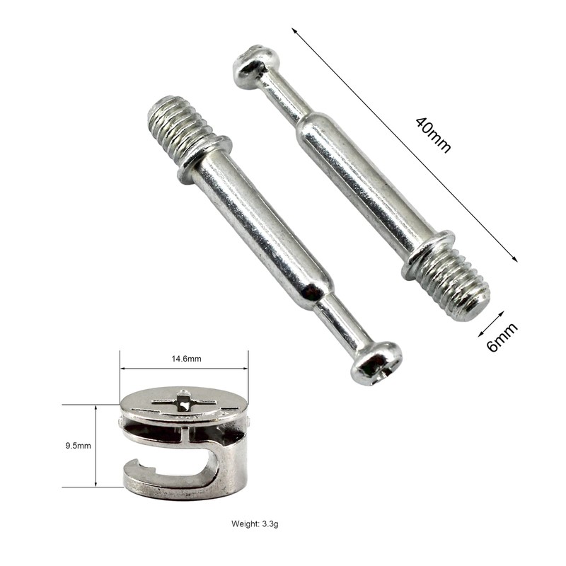 25Pcs Furniture Connecter Fixing Screws Eccentric Cam Lock with Pre-Inserted