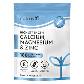 Nutravita Calcium Magnesium & Zinc with Vitamin D D3 Copper Selenium Manganese and Boron Supplements for Men and Women - 180 High Strength Calcium Zinc and Magnesium Tablets - Made in the UK