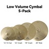 EASTROCK Golden Low Volume Cymbal Pack, 5 Pieces (14"Hi-hat+16"Crash+18"Crash+20"Ride) with