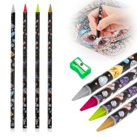 5 Pcs Diamond Painting Pen, DREMISI Rhinestone Picker Pencil Set Nail Dotting Wax Pen with Pencil Sharpener 5D Crystal Gem Pick Up Nail Art DIY Tools Accessories Self Adhesive Point Drill Resin Pens