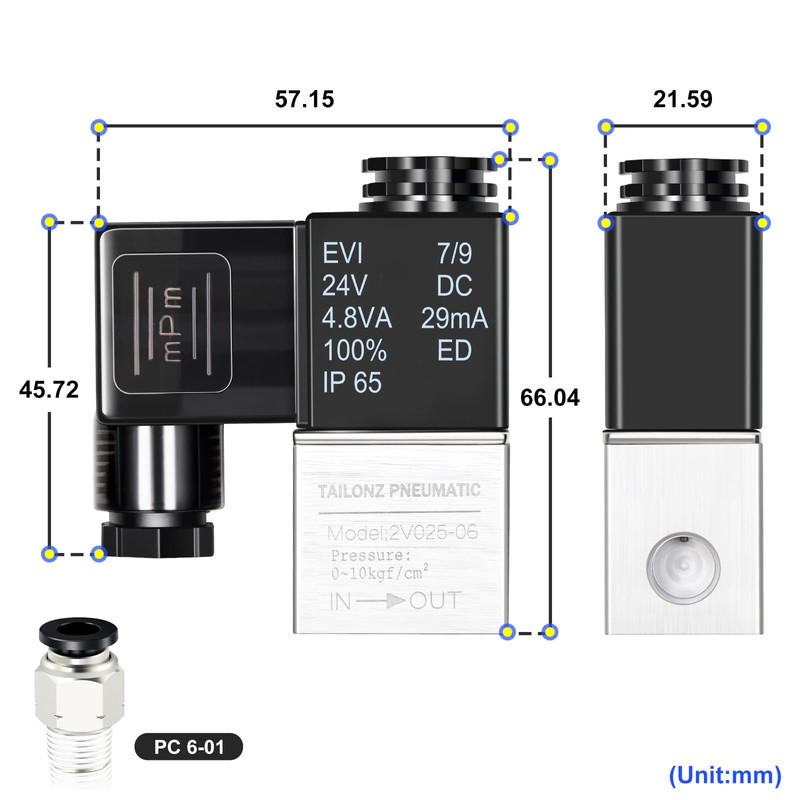TAILONZ PNEUMATIC 1/8 Inch BSP 24V 2-Way Normally Closed Electric