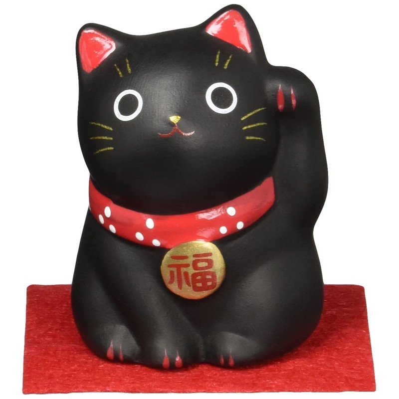 薬師窯 錦彩福おいで招き猫(小・黒) AM-Y7111