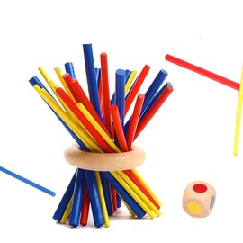 ZMBRIAF Balance Game Super Natural Wooden Balance Game 3D Puzzle Colorful Concentration Game Domino Blocks Building Blocks Minute Training for Kids Adults Toys Family Games