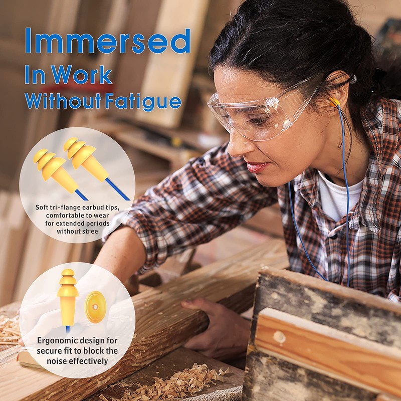 MIPEACE Ear Plug Headphones for Work, Work Earbuds USB Type