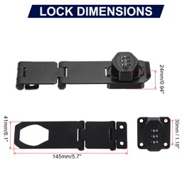 PATIKIL Combination Rotary Hasp Locks, 90 or 180 Degree Combination Safety Lock Door Latch with 3 Digit Password for Drawers Cabinets Flip Barn Door, Black