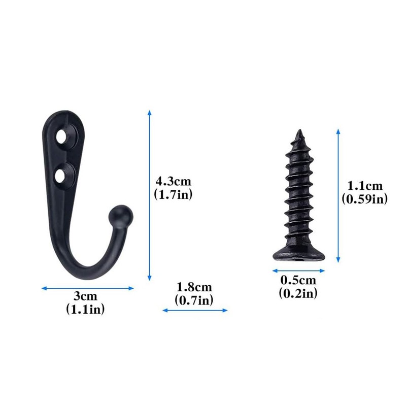 MaoNativey 10 Pieces Coat Hooks, Single Prong Robe Hooks with
