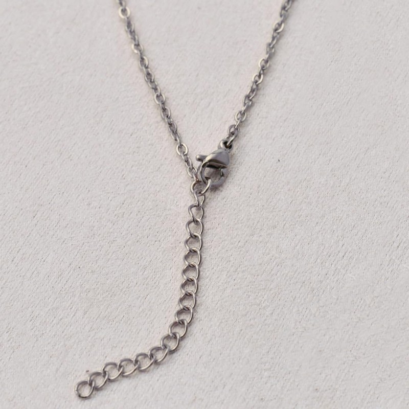 Dancing Wolf Silver Lucy Name Necklace Initial Charm Nameplate Necklaces