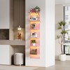 Qupui 6 Tier Wall Shelf Unit with LED Light, Display