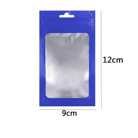 100 Pieces Resealable Zip Lock Bags,Mylar Holographic Resealable Bags,Packaging Pouch Bag with Clear Window for Party Favor Food Storage (blue,9 x 12cm)