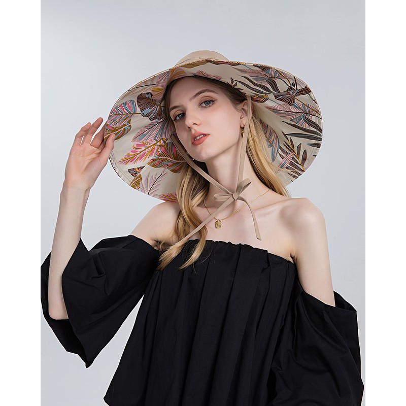 Koreshion - Sombrero de pesca reversible para mujer, con lazo