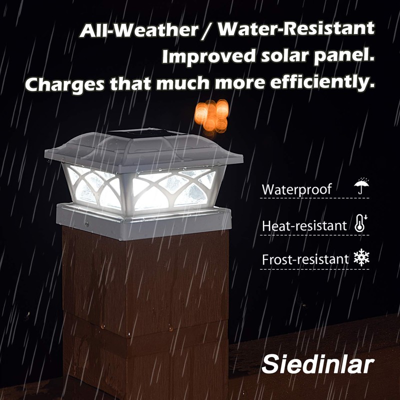 SIEDiNLAR Solar Post Cap Lights Outdoor Glass 2 Modes 8