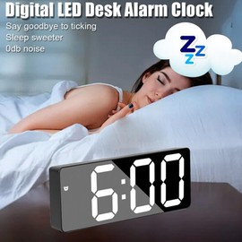 Alarm Clock Led Display Digital Mirror Alarm Clock Battery Plug-in Dual Purpose Clock Snooze Night Mode Alarm Clock Suitable for Bedroom Office Clock (Green)