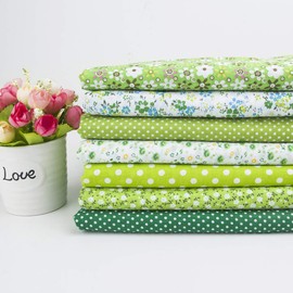 7Pcs 20" x 20" Cotton Fabric DIY Making Supplies Quilting Patchwork Fabric Fat Quarter Bundles DIY for Quilting Cotton Patchwork Cushions (Green, 20" x 20")