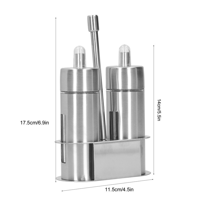 Stainless Steel Condiment Container Canister Set Seasoning Soy Bottle Kitchen