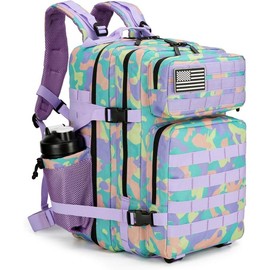 45L Tactical Assault Backpack 3 day assault pack with Waterproof Molle backpack Rucksack for Tactical Backpacks tactical backpack large military - Color: Purplegreenyellow