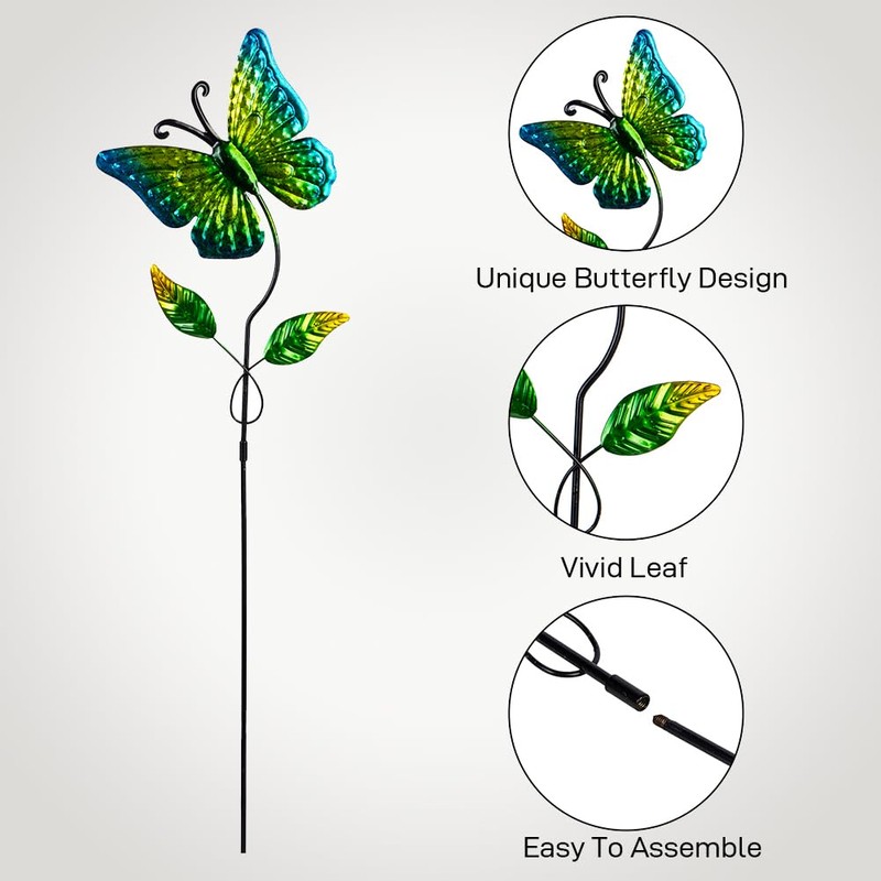 Venniy 5 Pack Butterfly Decorative Garden Stakes,Outdoor Metal Decor Outdoor