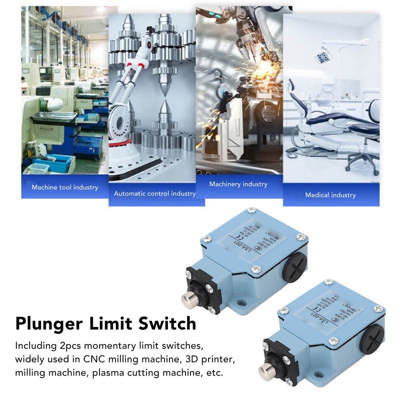 2PCS Momentary Limit Switch Self Reset Plunger Electrical Travel Switch
