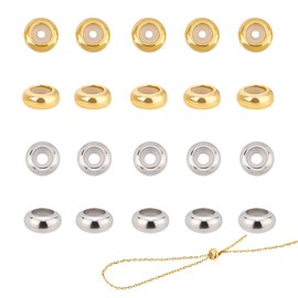 20 PCS 10MM Stopper Beads with Rubber Inside Anti Skid Spacer Beads Silver and Golden Spacer Beads for Making DIY Bracelet Necklace Jewelry