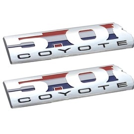 UpAuto Coyote Engine V8 5.0L Howling Emblem Coyote Badge Emblem for EM2430 302 Boss GT F150 (2 pcs Silver)