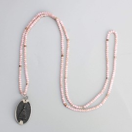 C·QUAN CHI Women Buddha Pendant Necklace Classic Handmade Crystal Beads Necklaces Long Lucky Necklaces