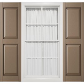12"W x 39"H Mid-America Vinyl, Standard Size Williamsburg Double Panel Shutters, w/Installation Shutter-Lok's & Matching Screws (Per Pair), 385 - French Roast