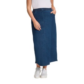 Ulla Popken Women's Jeans Skirt, Dark denim blue