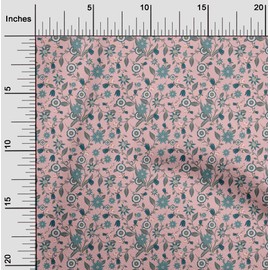 oneOone Cotton Flex Light Pink Fabric Asian Japanese Floral Fabric for Sewing Printed Craft Fabric by The Yard 40 Inch Wide