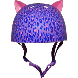 Krash Girls Bike Helmet, Purple Leopard Kitty