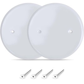 (2 Pack) AP-12031, 5 Inch White Metal Ceiling Blank-Up Cover, Used to Cover 3-1/2 Inch Round/Octagon Box Openings In Ceilings or Walls, Mounting Screws Included, Holes Are Spaced 2.75 Inches