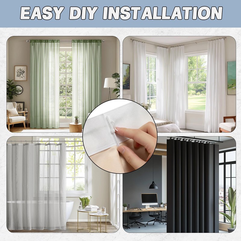 AZY 60pc Curtain Hooks Plastic Curtain Hooks Adjustable Design Durable