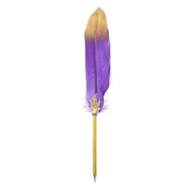 PATIKIL Feather Pen Quill, Feather Ballpoint Pen Bulk Refined Vintage Feather Calligraphy Pen for Guest Signature Wedding Bridal Office Writing, Purple