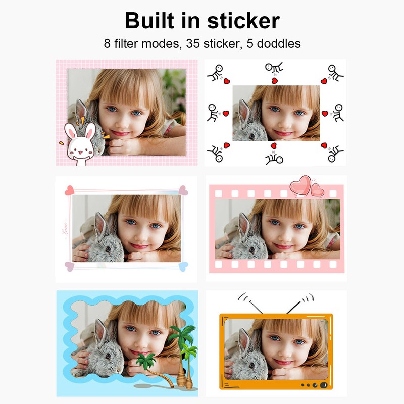 Kids Instant Print Camera with 3 Roll Photo Paper 2in