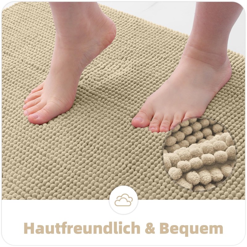 OLANLY Chenille Bath Mat, Non-Slip Bathroom Rug, Soft Bath Mat,