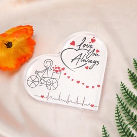 Heart Shaped Acrylic Plaque with Love Design,Love Gift for Her, Commemorative Gift for Him and Her, Cute Ornament for Girlfriend, Couple Gift