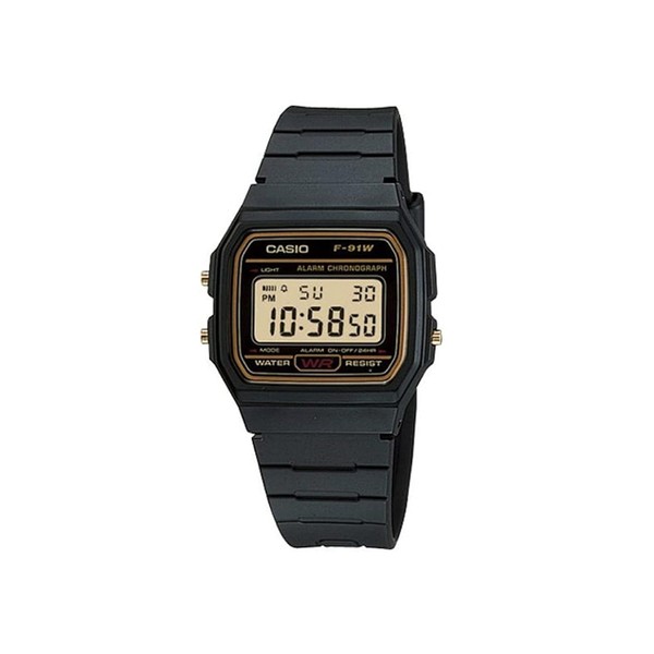 Casio Digital Watch with Black Resin Strap (F91WG-9QDF)